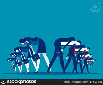People bowed down and walked discouragedly. Concept business despair vector illustration, Flat cartoon style design.