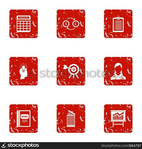 People cash icons set. Grunge set of 9 people cash vector icons for web isolated on white background. People cash icons set, grunge style