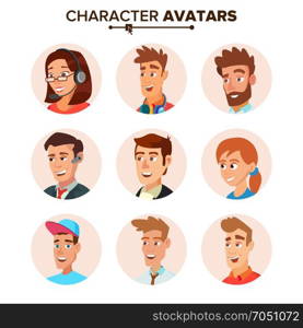 People Characters Avatars Set Vector. Cartoon Flat Isolated Illustration. People Characters Avatars Set Vector. Cartoon Flat Isolated