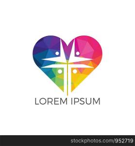 People church heart shape logo design. Template logo for churches and Christian organizations cross.