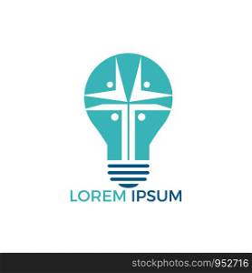 People church light bulb shape logo design. Template logo for churches and Christian organizations cross