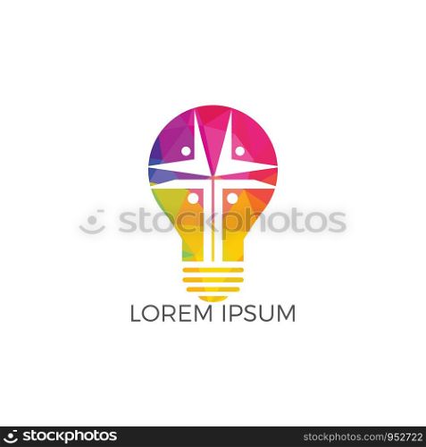 People church light bulb shape logo design. Template logo for churches and Christian organizations cross