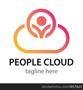 People cloud logo vector icon design
