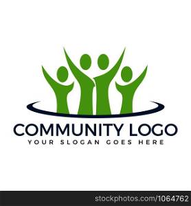 People community and group business vector logo. Teamwork sign. People social icon.