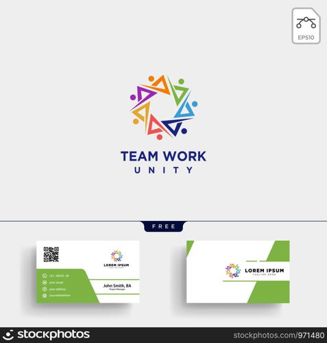 people community logo template vector illustration and stationery, letterhead, business card, envelope. people community logo template and business card