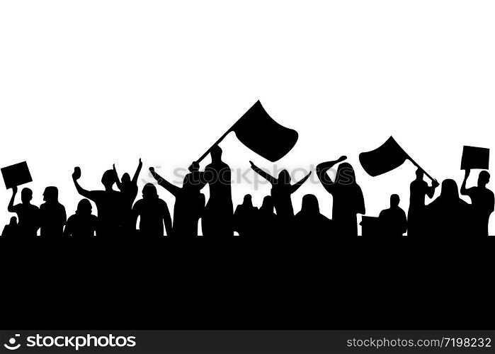 people crowd protest strike demonstration revolution vector illustration