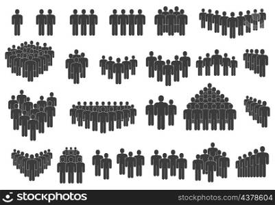 People crowd silhouette, business group or team icons. Social community, people group icons, crowd symbols vector illustration set. Human group silhouette. Characters standing together, in queue. People crowd silhouette, business group or team icons. Social community, people group icons, crowd symbols vector illustration set. Human group silhouette