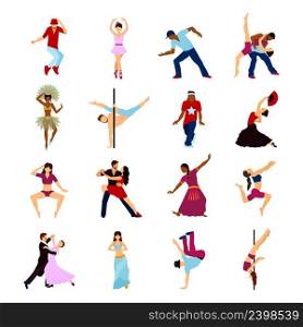 People dancing sport and social dances icons set isolated vector illustration. People Dancing Set