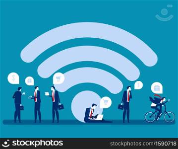 People do online shopping using device. Concept internet shopping vector illustration, Wireless