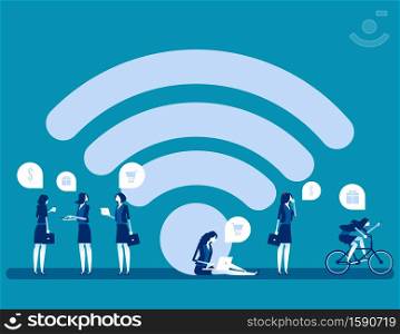People do online shopping using device. Concept internet shopping vector illustration, Wireless