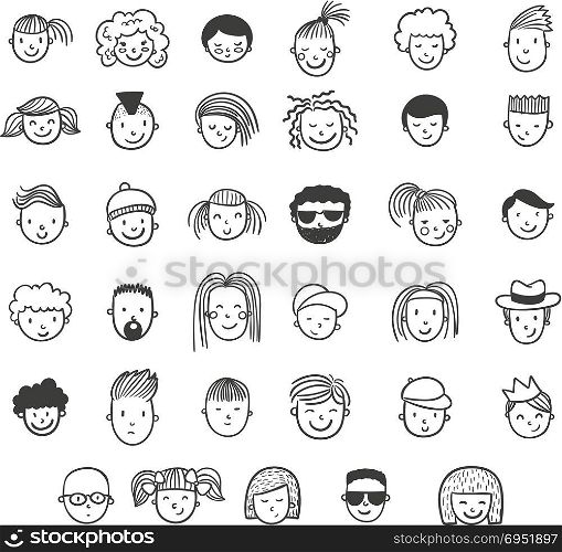 people doodle face. people doodle face vector
