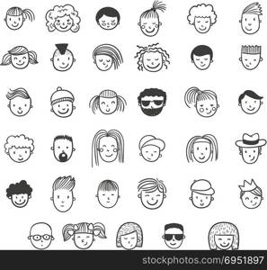 people doodle face. people doodle face vector