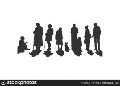People elderly silhouettes silhouette on a white background. Vector illustration design.