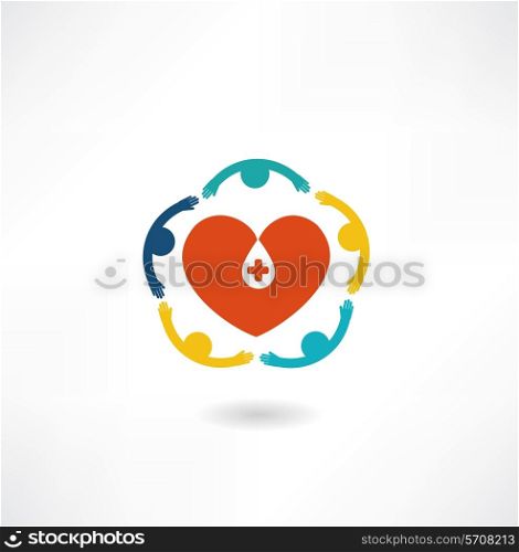 people embrace the heart icon. Flat modern style vector design