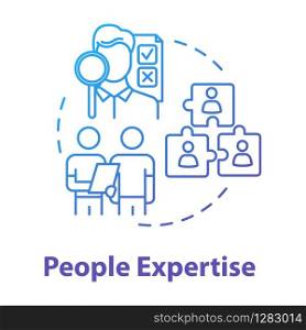 People expertise concept icon. Community work. Human resources. Cooperation for project. Professional advice. Building team idea thin line illustration. Vector isolated outline RGB color drawing