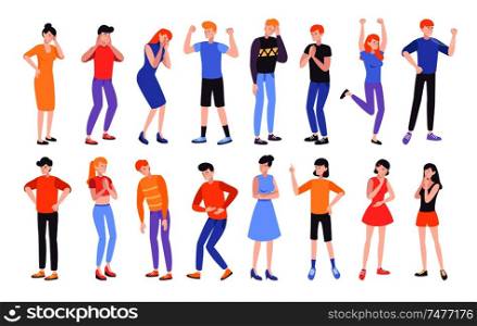 People expressing different emotions flat composition vector illustration. People Emotions Set