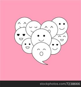 People face in heart shape. People care concept. icon design, vector illustration isolated on pink background.