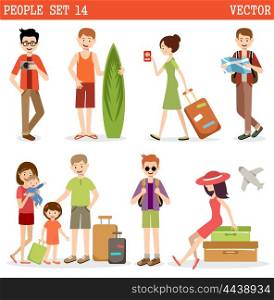 People go to holiday, travel. Vector illustration