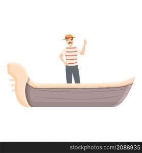 People gondolier icon cartoon vector. Venice gondola. Italian boat. People gondolier icon cartoon vector. Venice gondola