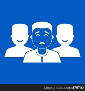 People group icon white isolated on blue background vector illustration. People group icon white
