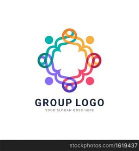 People Group Logo Illustration with Colorful and Modern Lines Concept.