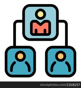 People group online meeting icon. Outline people group online meeting vector icon color flat isolated. People group online meeting icon color outline vector