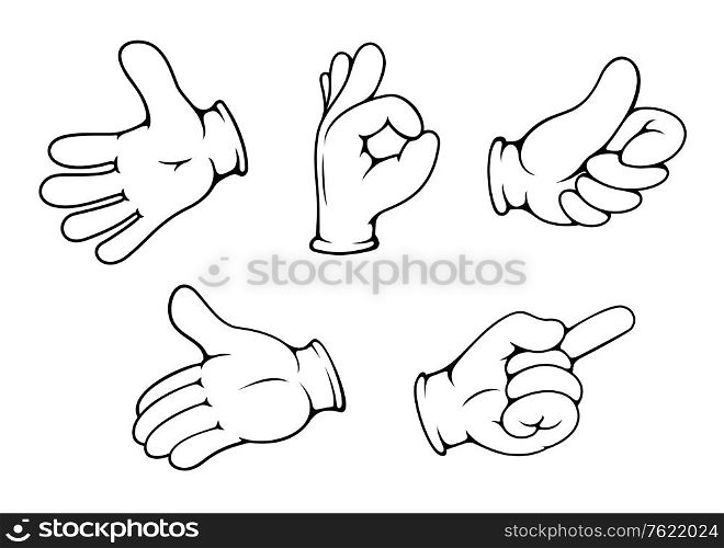 People hand gestures set in cartoon comics style