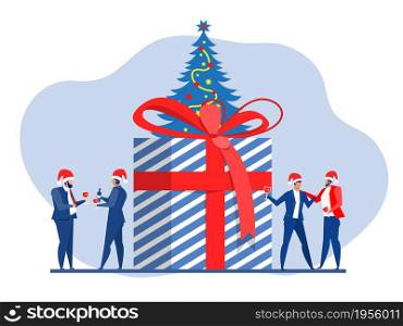 People happy on New Year's Eve Or Christmas Concept Vector Illustration In Flat Cartoon Style