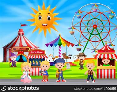 People having fun in amusement park
