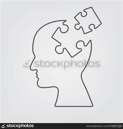 People head with puzzles icons. Business concept of mind. vector illustration