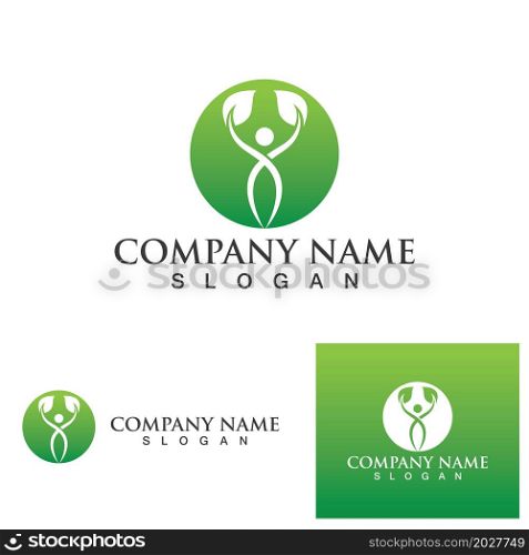 People health and leaf green logo and symbol vector