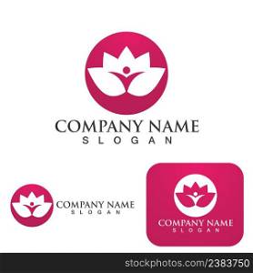 People health in lotus flowers design logo Template icon
