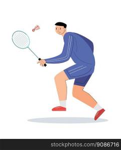 people holding a racket. athlete play badminton vector illustration