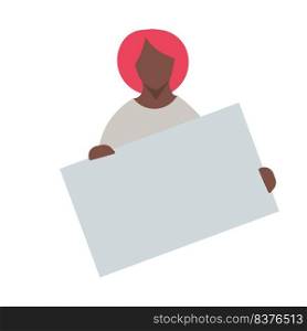 People holding placard vector illustration. Demonstration protest standing character activist with board. Meeting message protester blank and political advertising picket. Announcement human c&aign