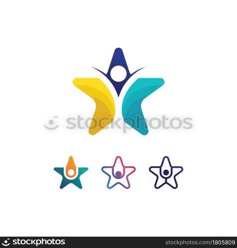 People Icon and star logo work group Vector illustration design