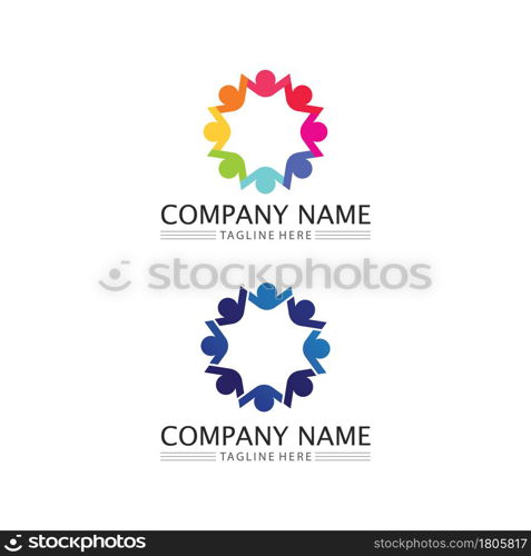 People Icon and star logo work group Vector illustration design