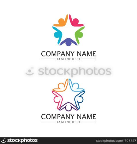 People Icon and star logo work group Vector illustration design