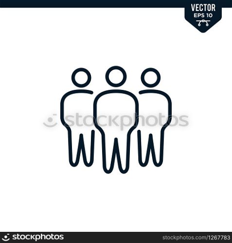 People icon collection in outlined or line art style, editable stroke vector
