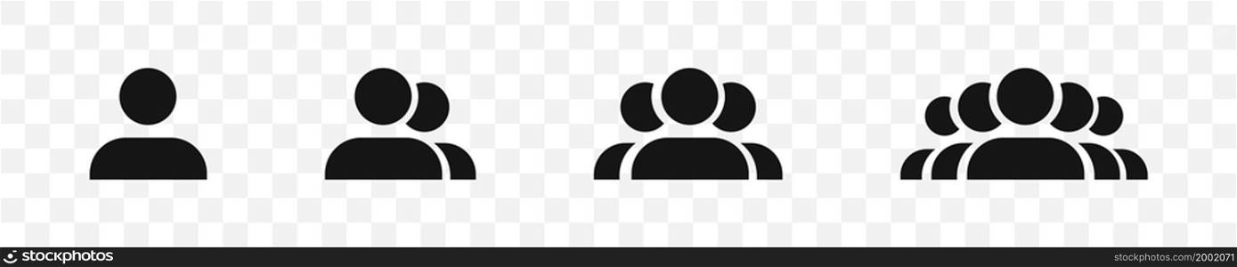 People icon set. Group of people. Human or user black silhouette.