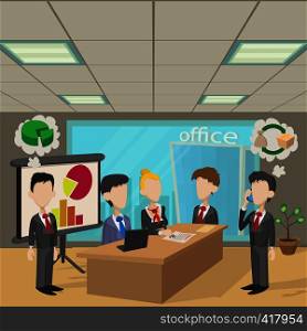 People in a meeting concept. Cartoon illustration of people in a meeting vector concept for web. People in a meeting concept, cartoon style