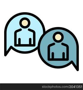 People in chat bubbles icon. Outline people in chat bubbles vector icon color flat isolated. People in chat bubbles icon color outline vector