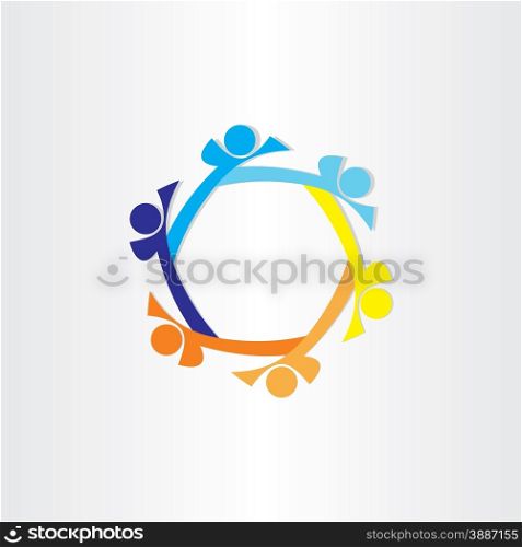 people in circle abstract icon design element