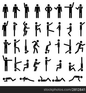 People in different poses vector. Icon Sign Symbol Pictogram