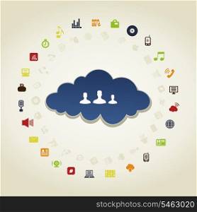 People in global business a cloud. A vector illustration