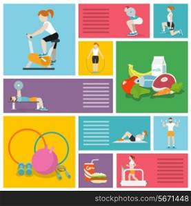 People in gym sport workout exercises decorative icons set isolated vector illustration