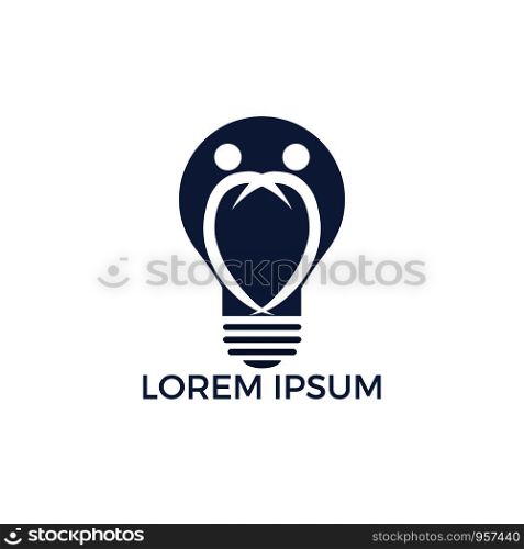 People in light bulb vector design. Corporate business and industrial creative logotype symbol.Brainstorming and teamwork concept.