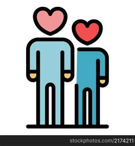 People in love icon. Outline people in love vector icon color flat isolated. People in love icon color outline vector
