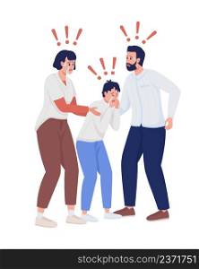 People in panic semi flat color vector characters. Standing figures. Full body people on white. Family in danger simple cartoon style illustration for web graphic design and animation. People in panic semi flat color vector characters