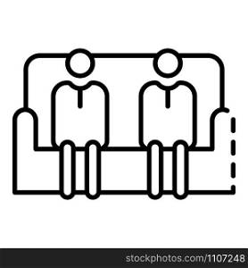 People in sofa icon. Outline people in sofa vector icon for web design isolated on white background. People in sofa icon, outline style