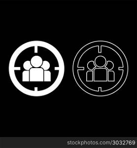 People in target or target audience icon set white color vector illustration flat style simple image outline